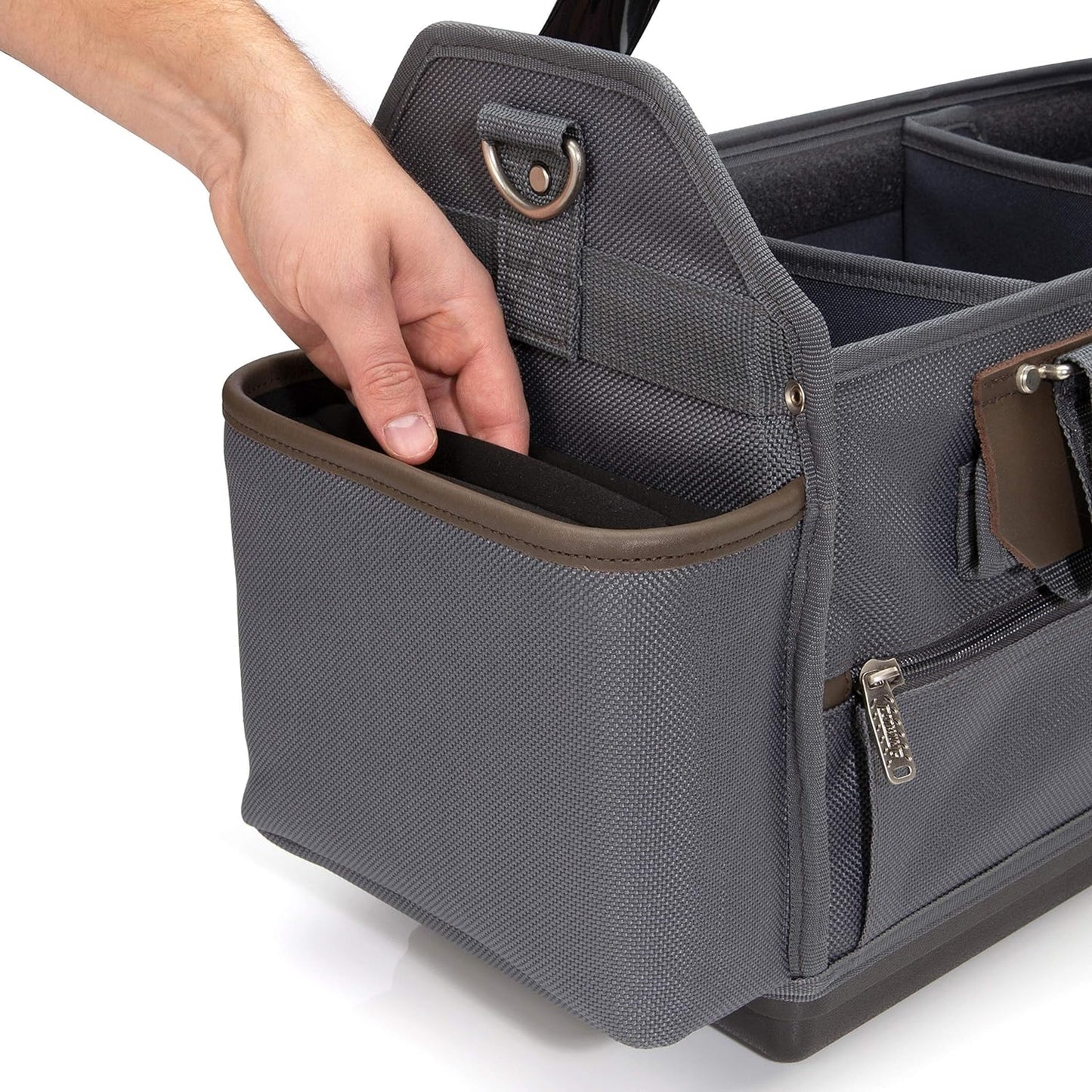 Estwing 43cm-Profi-Werkzeug-Tasche für Bauunternehmer, herausnehmbare Hauptfach-Unterteilungen, mehrere Taschen, langlebig, solide Basis, Reißverschlusstasche, Schultergurt enthalten