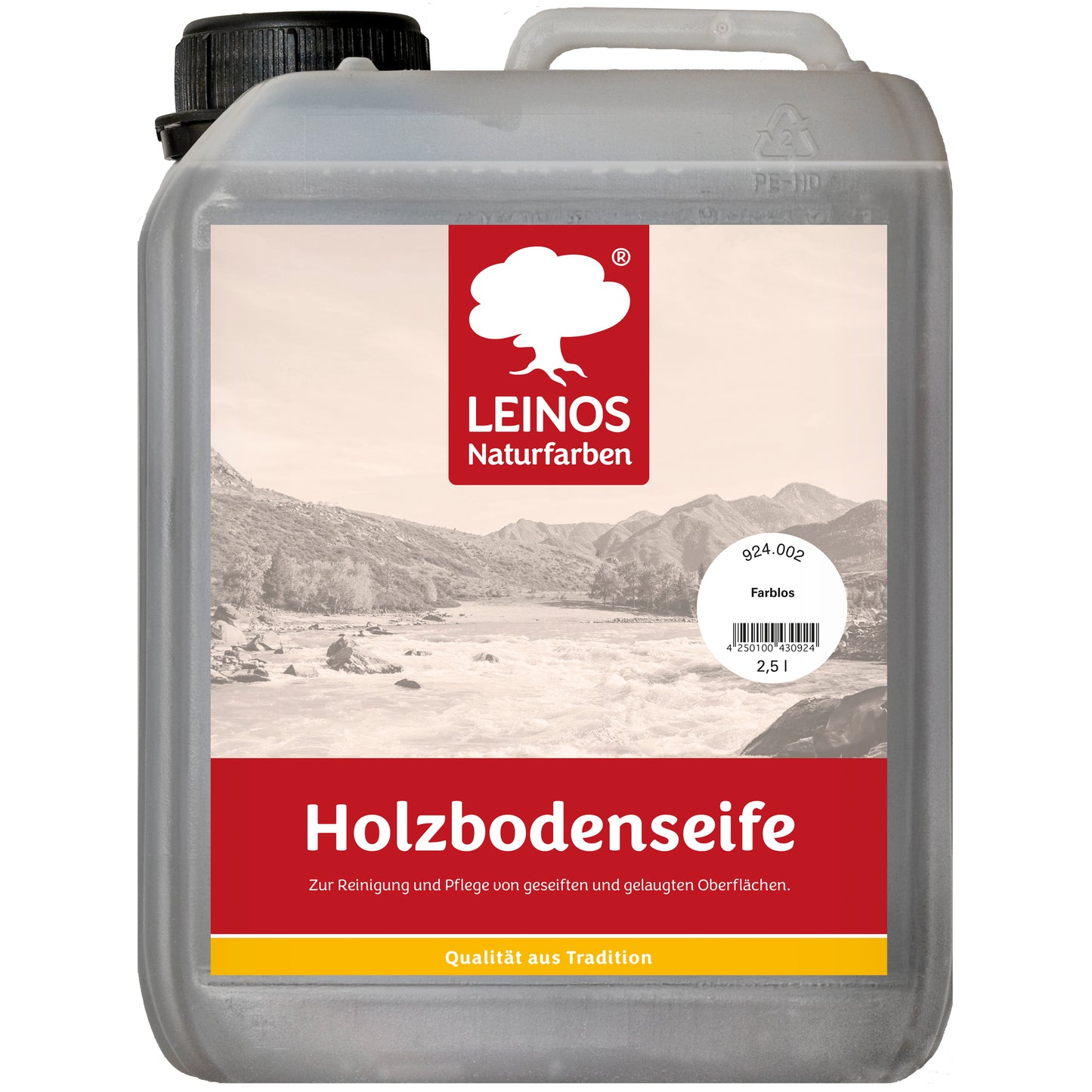LEINOS Holzbodenseife 924 farblos 2,5 Liter – Erstbehandlung & Unterhaltsreinigung für gelaugte/geseifte Weichholzböden | rückfettend, hochkonzentriert | für Innenflächen