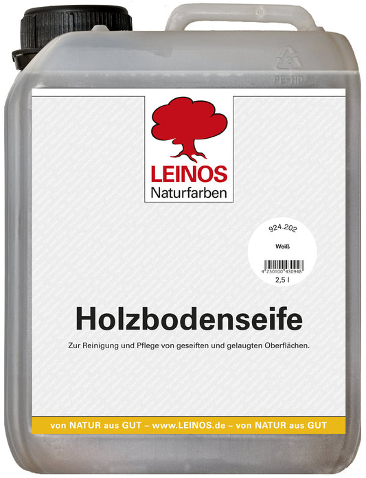 LEINOS 924 Holzbodenseife 2,50 l Weiß | Zur Reinigung, Pflege und Veredelung von geseiften und gelaugten, sowie von natur- und weißgeölten Holzoberflächen