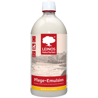 LEINOS Pflege-Emulsion 925 | 1 Liter Pflege für geölte & gewachste Holzoberflächen | antistatisch, hochpolierbar | seidiger Glanz für Möbel, Tische & Innenflächen im Innenbereich für Holzpflege pur