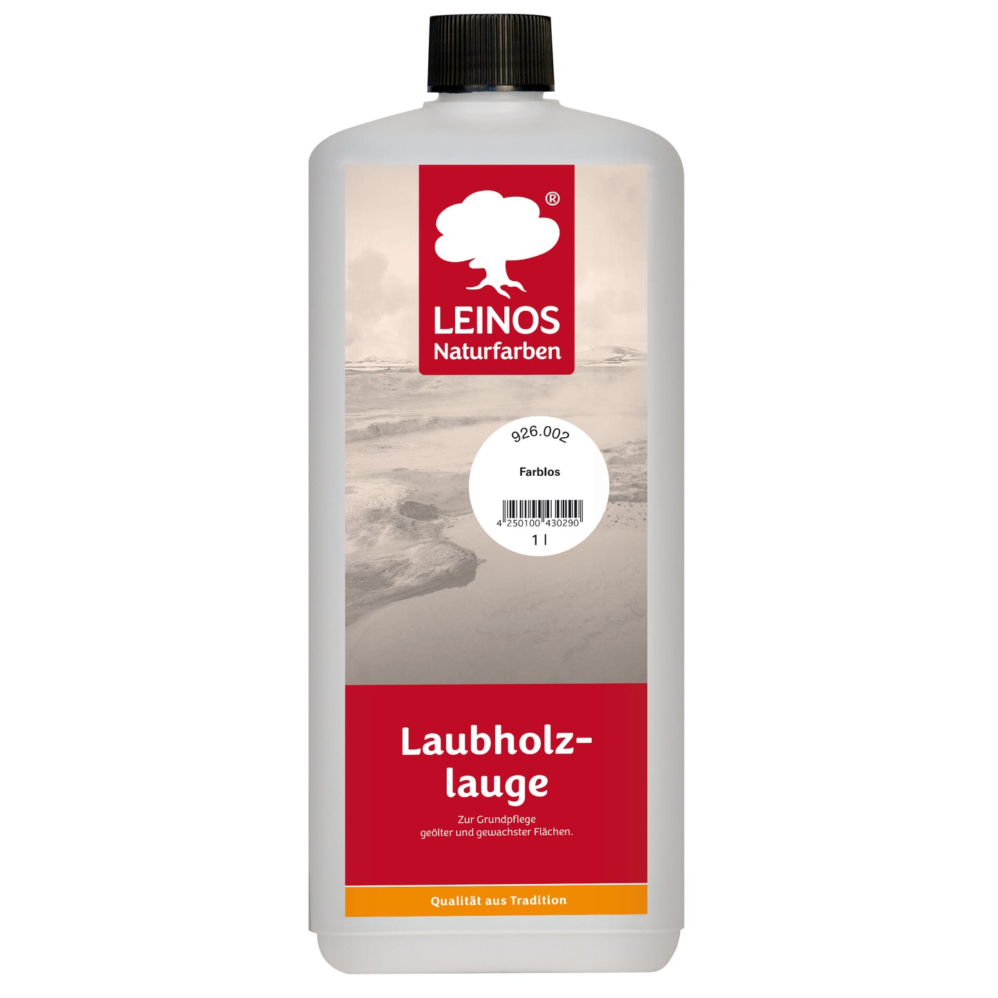 LEINOS 926 Laubholzlauge 1,00 l Farblos Veredelung von hellen Laubhölzern wie Ahorn, Esche, Buche, Eiche, usw. im Innenbereich