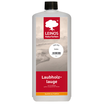 LEINOS 926 Laubholzlauge 1,00 l Farblos Veredelung von hellen Laubhölzern wie Ahorn, Esche, Buche, Eiche, usw. im Innenbereich