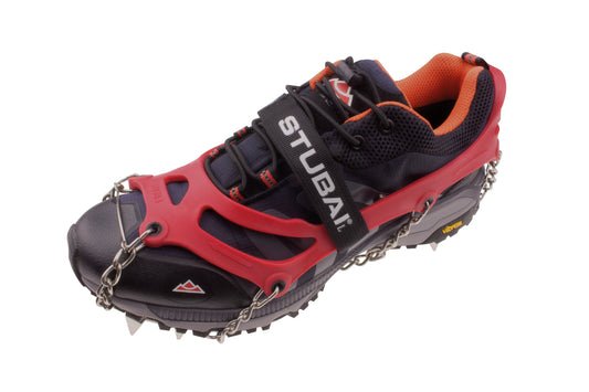 STUBAI Grödel für Wander-Schuhe | MOUNT TRACK rot, Größe M, Antirutsch-Schuhkrallen aus Edelstahl für Winter, Rutschfeste Spikes für Schuhe, Wandern, Schnee, Outdoor