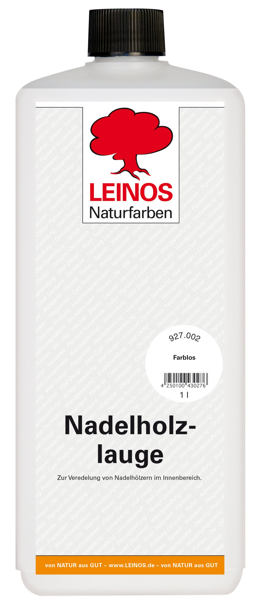 LEINOS 927 Nadelholzlauge 1,00 l Farblos | Zur Veredelung von Nadelhölzern im Innenbereich |  für Fußböden, Wände, Decken, Türen, Möbel