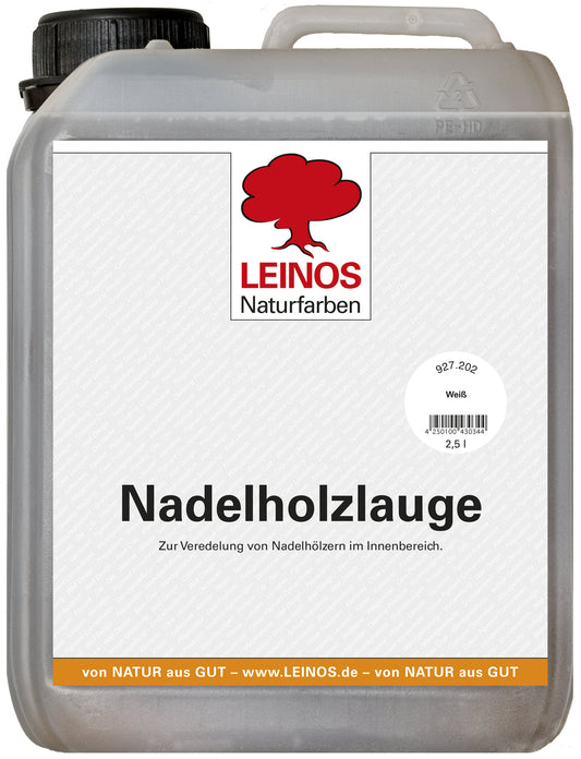 LEINOS 927 Nadelholzlauge 2,50 l weiss | Zur Veredelung von Nadelhölzern im Innenbereich |  für Fußböden, Wände, Decken, Türen, Möbel