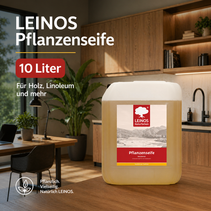 Leinos-Pflanzenseife 930 10 Liter Naturseife  – Rückfettender Universalreiniger aus Pflanzenölen für geölte, gewachste & lackierte Flächen – natürlich, ergiebig & biologisch abbaubar
