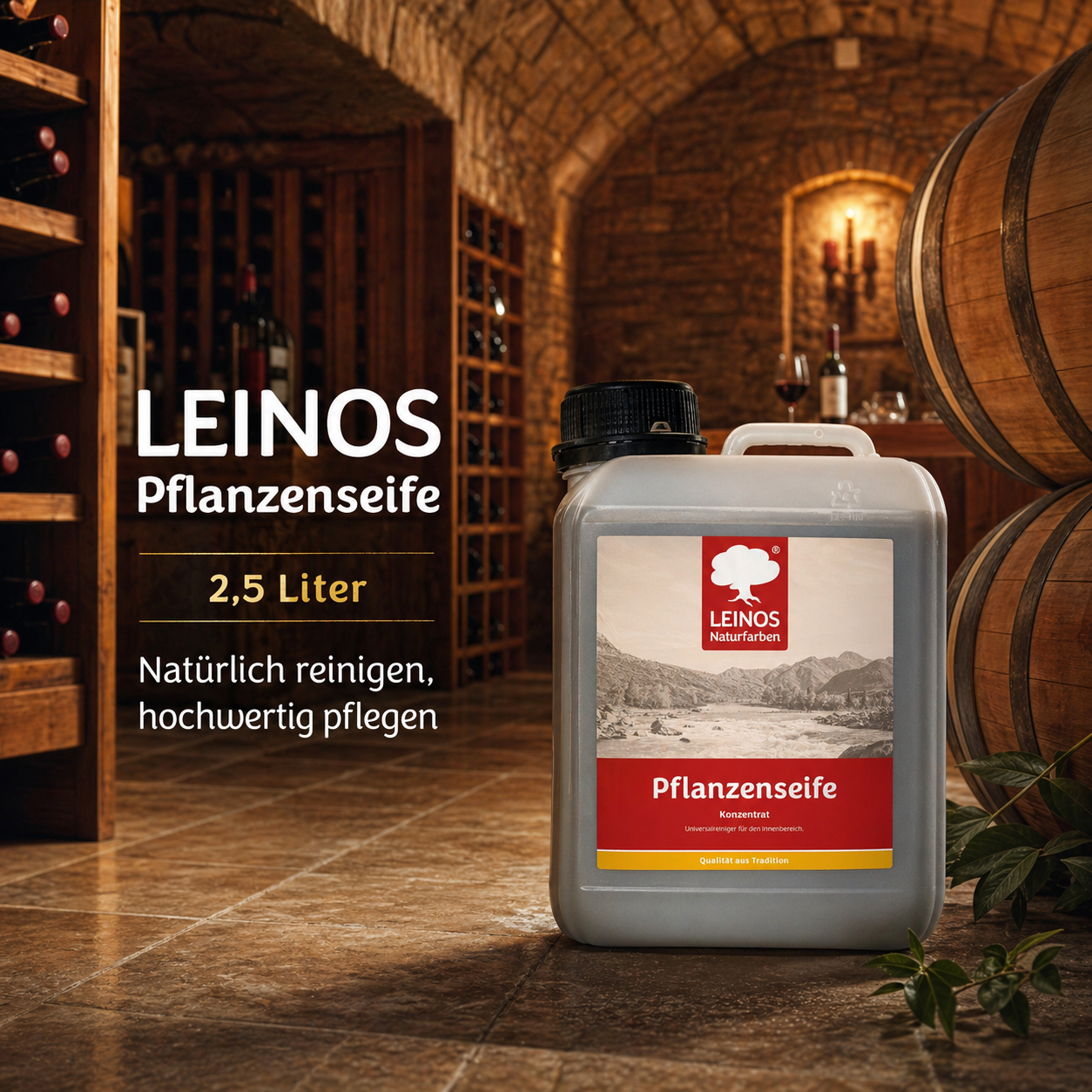 Leinos-Pflanzenseife 930 2,5 Liter Naturseife  – Rückfettender Universalreiniger aus Pflanzenölen für geölte, gewachste & lackierte Flächen – natürlich, ergiebig & biologisch abbaubar