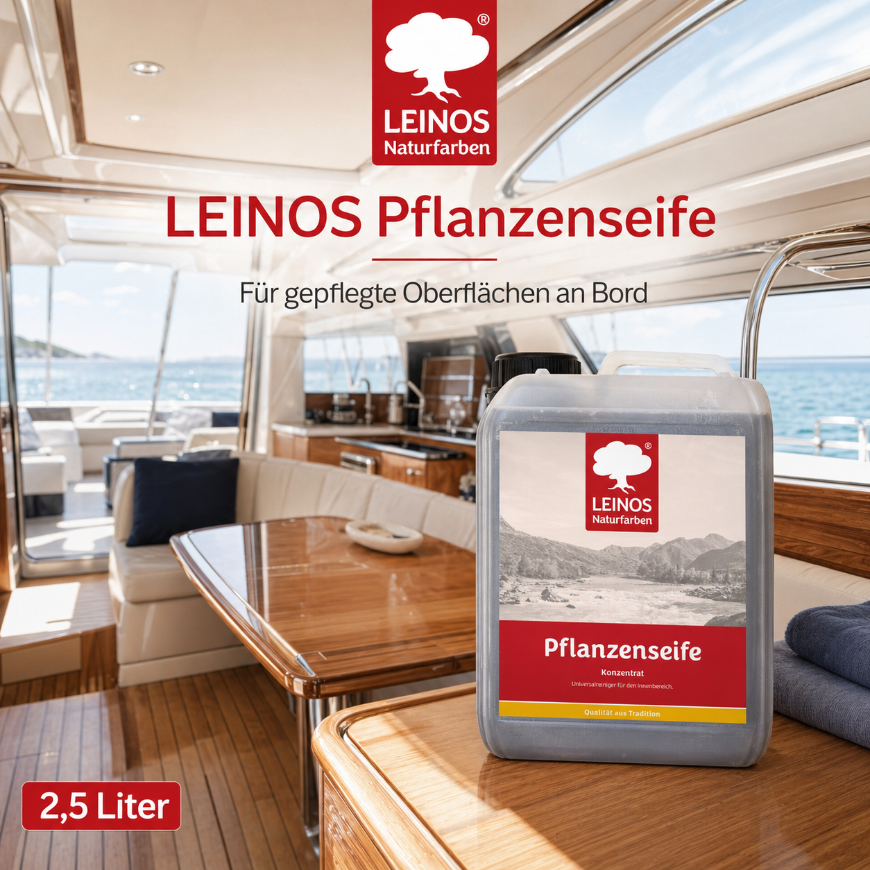 Leinos-Pflanzenseife 930 2,5 Liter Naturseife  – Rückfettender Universalreiniger aus Pflanzenölen für geölte, gewachste & lackierte Flächen – natürlich, ergiebig & biologisch abbaubar