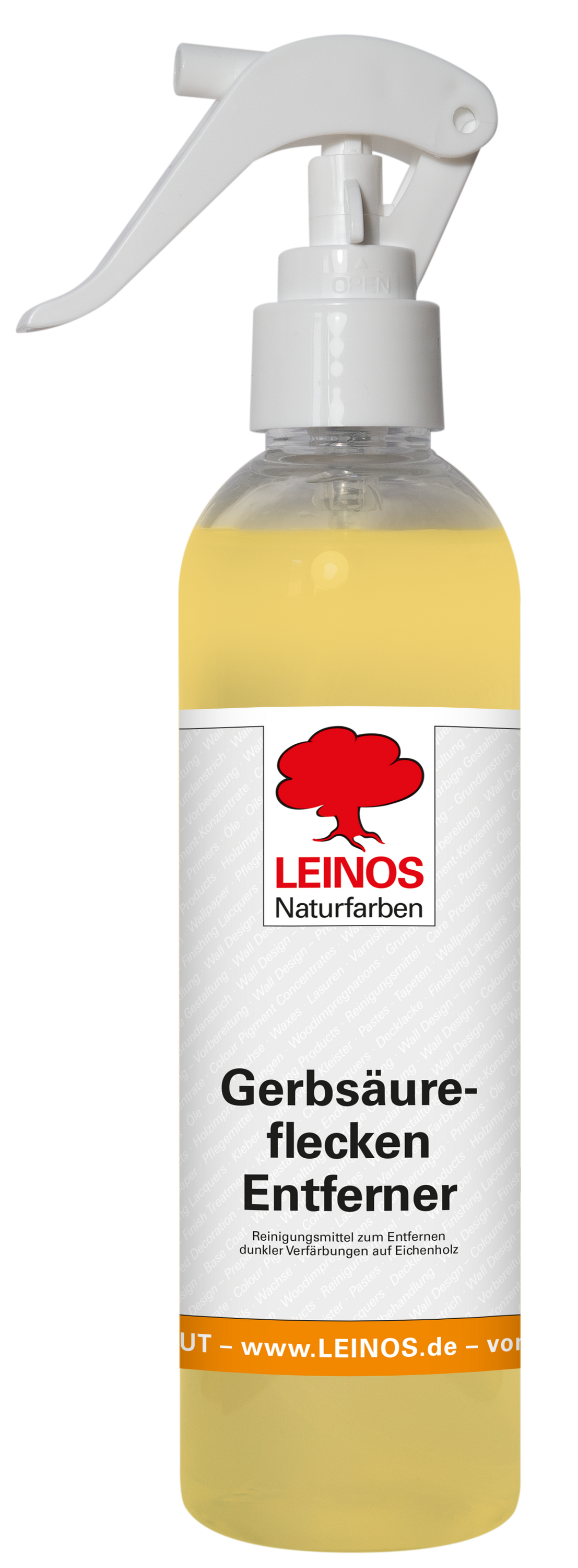 LEINOS Gerbsäureflecken Entferner 946 – 250ml Spezialreiniger für Eichenholz & Edelhölzer – entfernt dunkle Flecken & Verfärbungen durch Gerbsäure – Wasserbasiert, Biologisch Abbaubar & Farblos