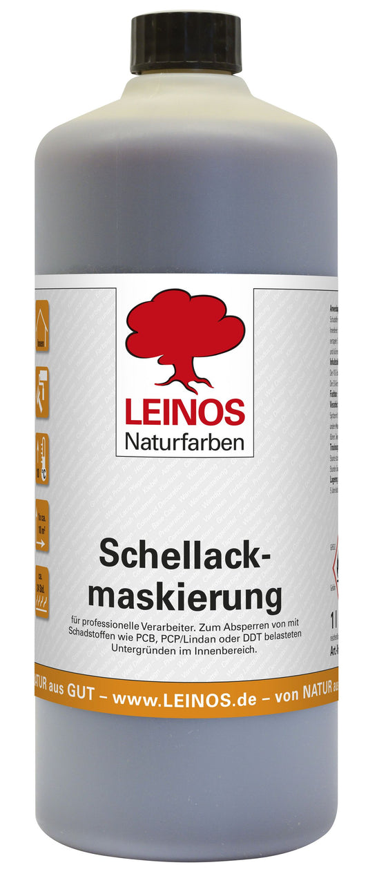 LEINOS 955 Schellackmaskierung 1,0 l | Zum Absperren von mit Schadstoffen wie PCB, PCP/Lindan oder DDT belasteten Untergründen. Nur im Innenbereich