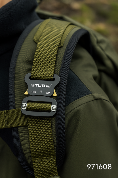 STUBAI Gurtschnalle bis 45 mm | vergütetes Aluminium schwarz eloxiert mit Stahl-Verstellplatte | CLICK FIX FLEX 2.0 | 10 kN Bruchlast | verhindert Öffnen unter Last | Profiqualität Made in Austria