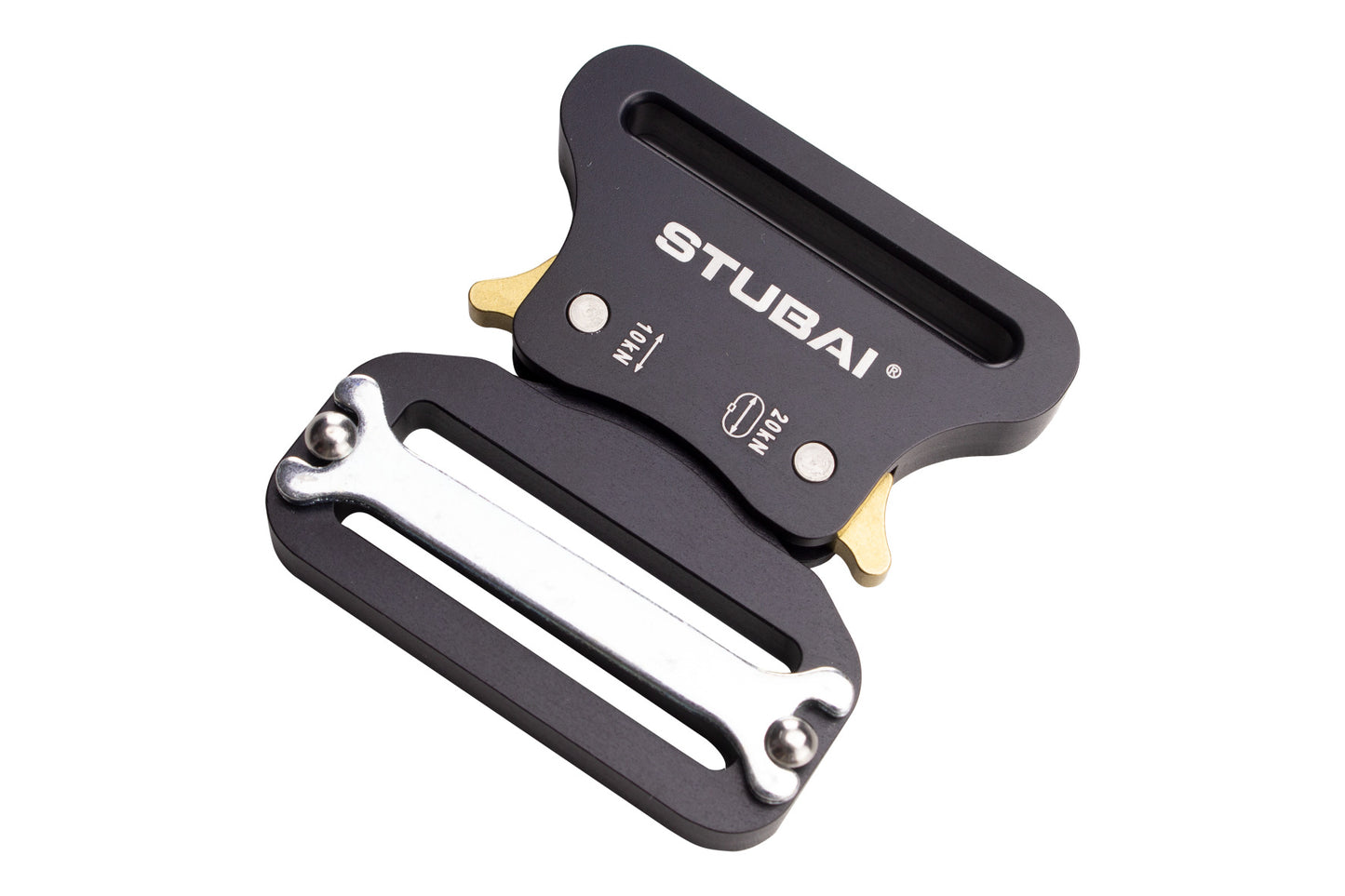 STUBAI Gurtschnalle bis 45 mm | vergütetes Aluminium schwarz eloxiert mit Stahl-Verstellplatte | CLICK FIX FLEX 2.0 | 10 kN Bruchlast | verhindert Öffnen unter Last | Profiqualität Made in Austria