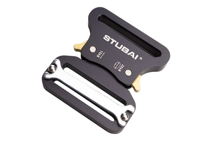 STUBAI Gurtschnalle bis 45 mm | vergütetes Aluminium schwarz eloxiert mit Stahl-Verstellplatte | CLICK FIX FLEX 2.0 | 10 kN Bruchlast | verhindert Öffnen unter Last | Profiqualität Made in Austria