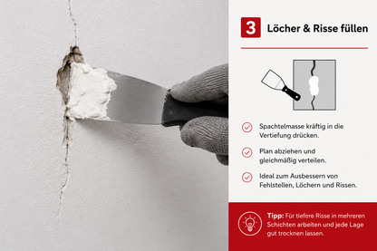 LEINOS Glätt- und Strukturspachtel 684, weiß – Feine Spachtelmasse für Wand & Decke innen, lösemittelfrei, atmungsaktiv, gebrauchsfertig, für Lehmputz, Kalk, Gips, Altanstrich, strukturierbar – 1 kg