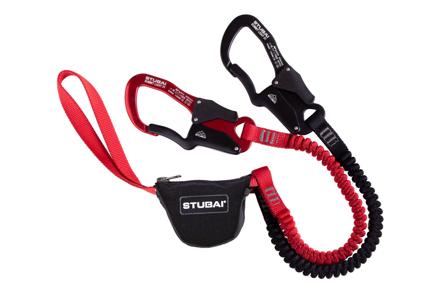 STUBAI Klettersteigset Summit Ultra Light 988477 – EN 958 zertifiziert, 450 g, 27 kN Bruchlast, ergonomische Karabiner mit 28 mm Schnapperöffnung, inklusive Textilschlaufe für Rastkarabiner
