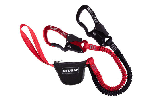 STUBAI Klettersteigset Summit Ultra Light 988477 – EN 958 zertifiziert, 450 g, 27 kN Bruchlast, ergonomische Karabiner mit 28 mm Schnapperöffnung, inklusive Textilschlaufe für Rastkarabiner