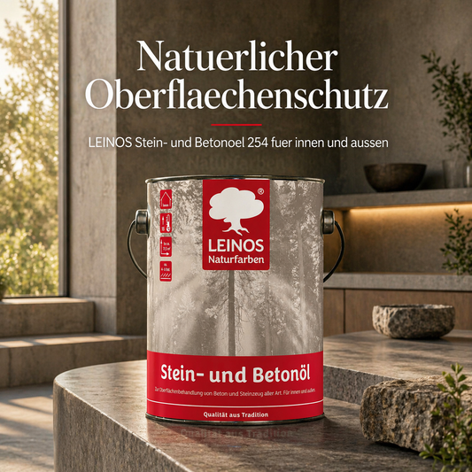 LEINOS Stein- und Betonöl 254 – 2,5 L – Öl zur natürlichen Oberflächenbehandlung von Beton, Estrich & Steinzeug innen – atmungsaktiv & lösemittelfrei