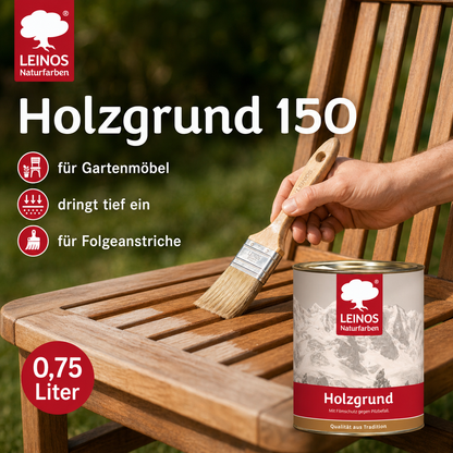 LEINOS 150 Holzgrund 10 l – offenporige Holzgrundierung für Lack- und Lasuranstriche außen, mit Filmschutz gegen Bläuebefall, tiefenwirksam, transparent-bräunlich, reicht bis ca. 144 m²