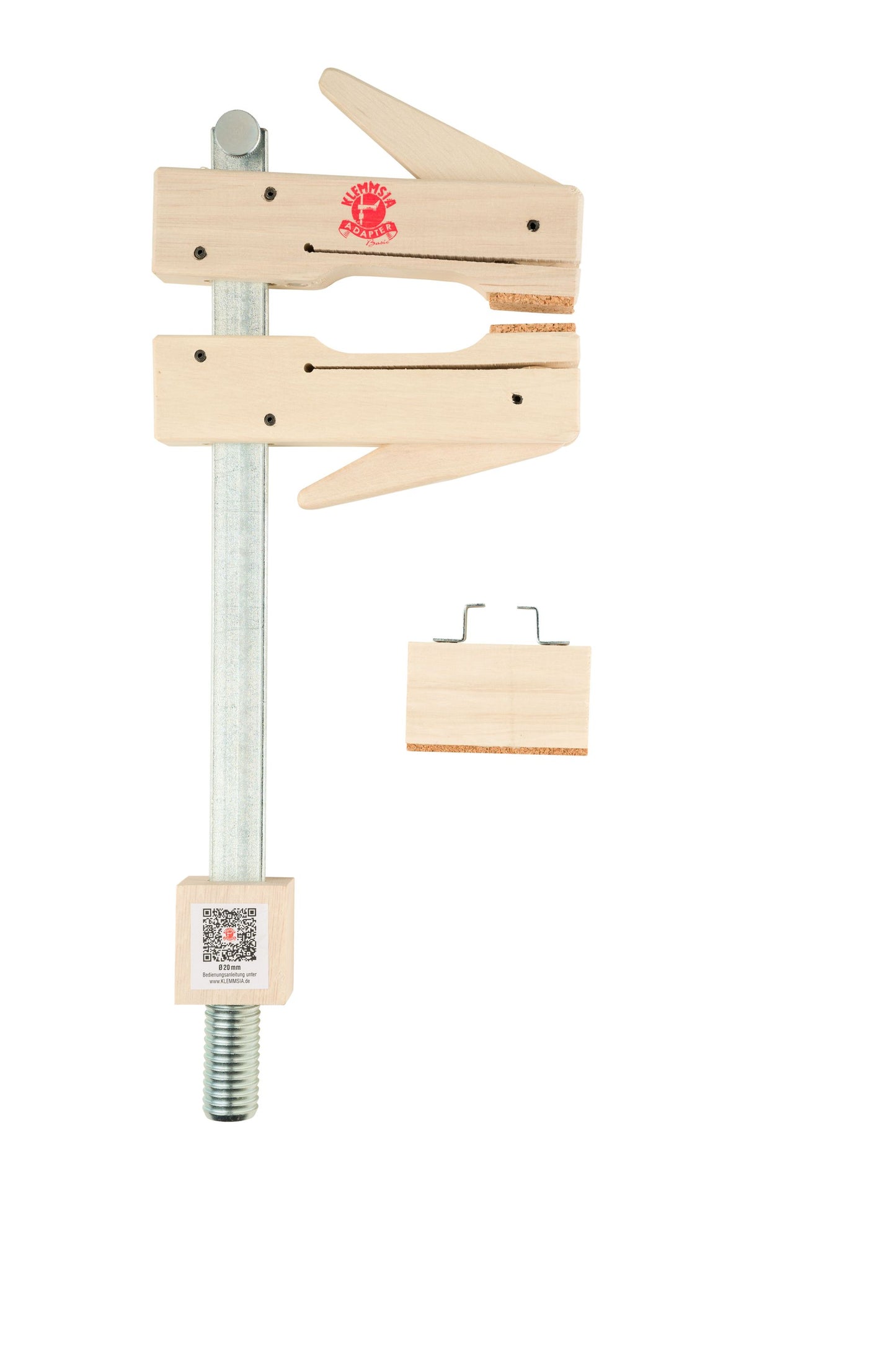 KLEMMSIA® Adapter Basic Mini Set mit 90° Spannarm 250mm Spannweite + Ausladung ; 30mm Zapfendurchmesser