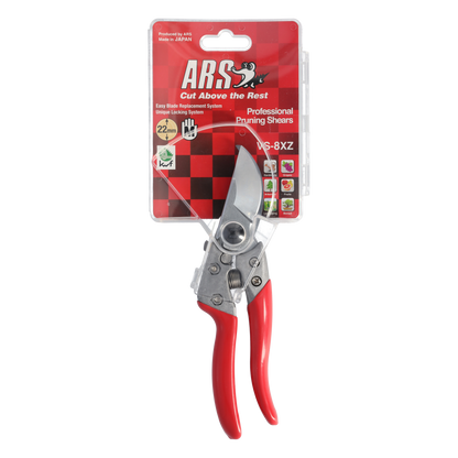 ARS Profi-Gartenschere VS-8XZ |  rasiermesserscharfer Klinge | Einhandverriegelung | gummierte Griffe | Klinge austauschbar