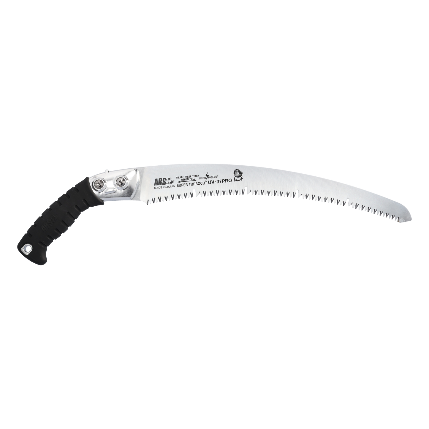 ARS Handsäge UV-37PRO | mit Köcher |   Blattlänge von 370 mm | Die Zahnweite beträgt 4,50 mm | Gewicht  335 gramm | Gruppenzahnung mit Räumerschlitzen