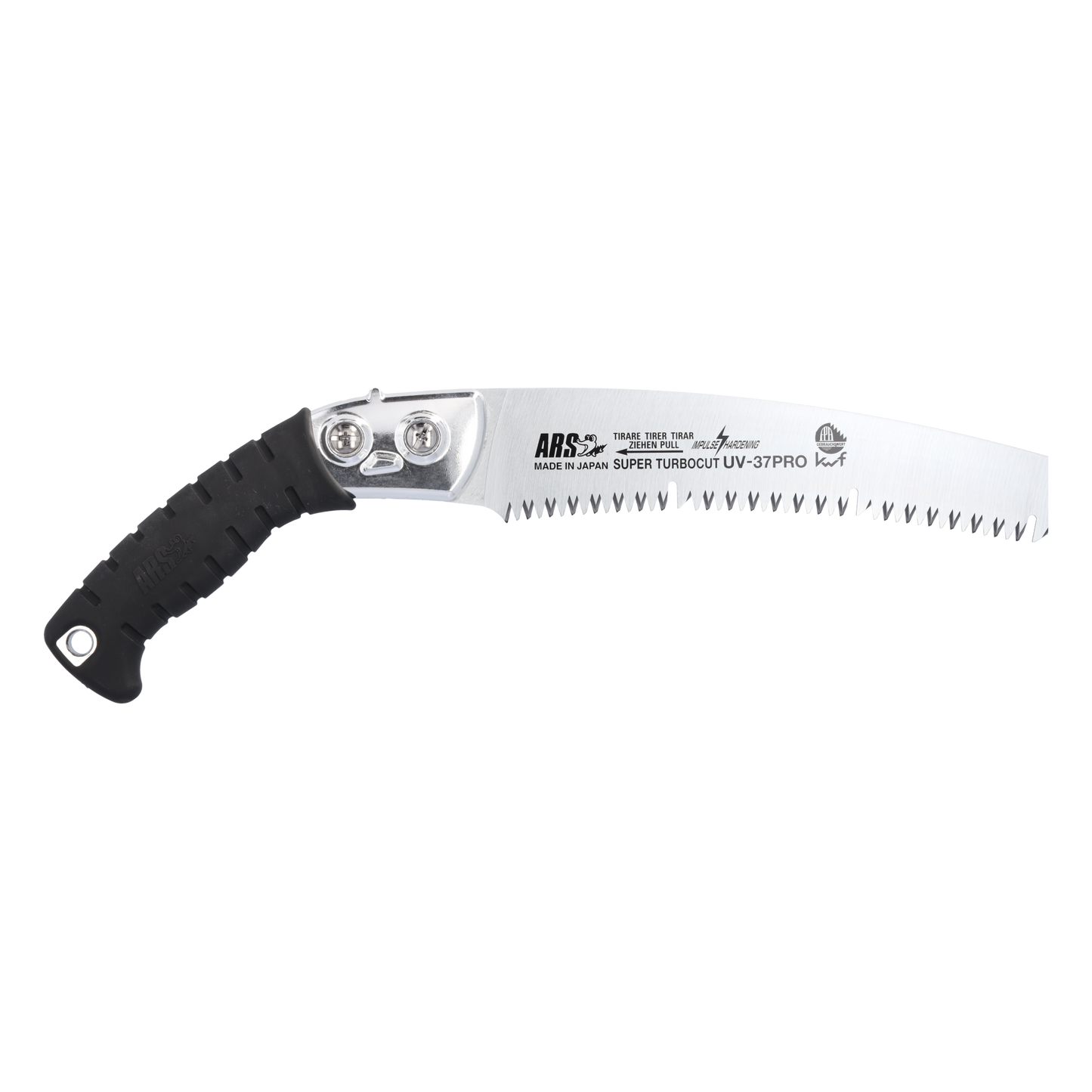 ARS Handsäge UV-37PRO | mit Köcher |   Blattlänge von 370 mm | Die Zahnweite beträgt 4,50 mm | Gewicht  335 gramm | Gruppenzahnung mit Räumerschlitzen