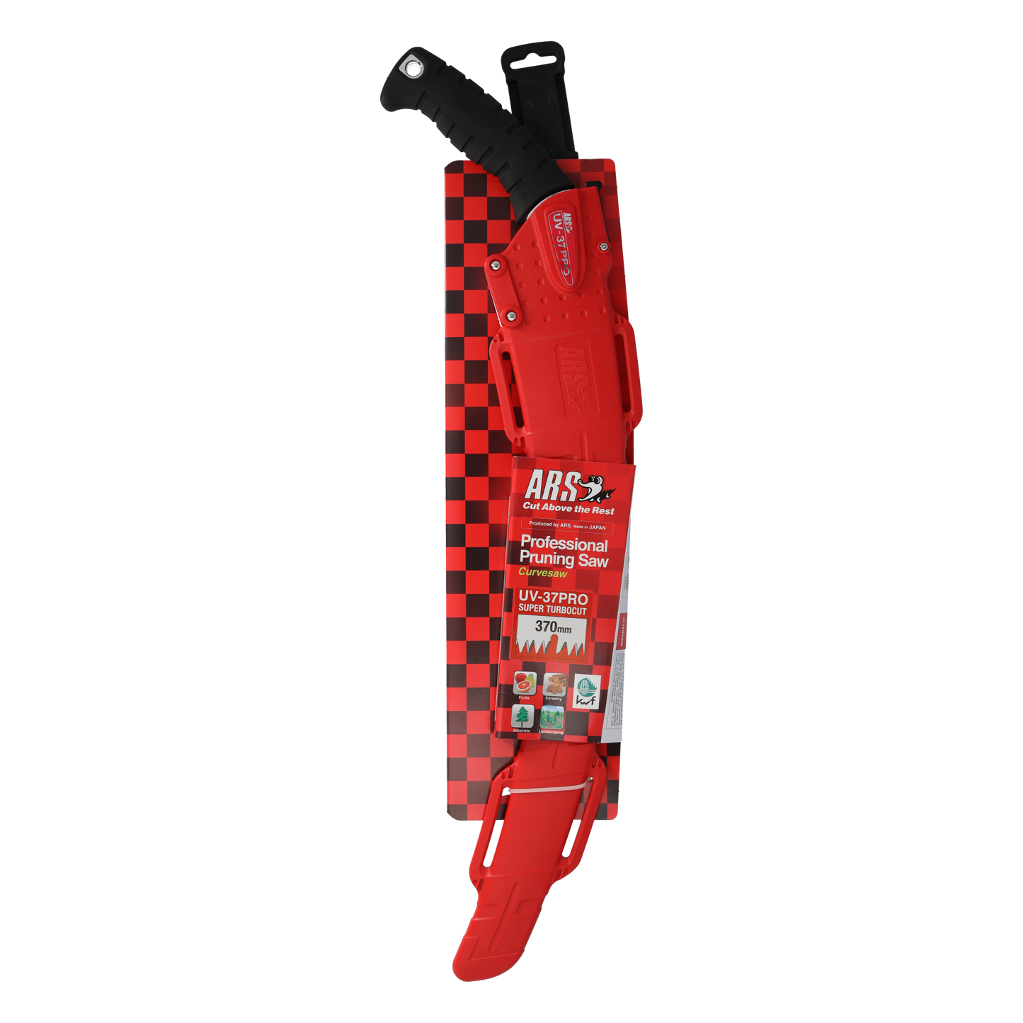 ARS Handsäge UV-37PRO | mit Köcher |   Blattlänge von 370 mm | Die Zahnweite beträgt 4,50 mm | Gewicht  335 gramm | Gruppenzahnung mit Räumerschlitzen