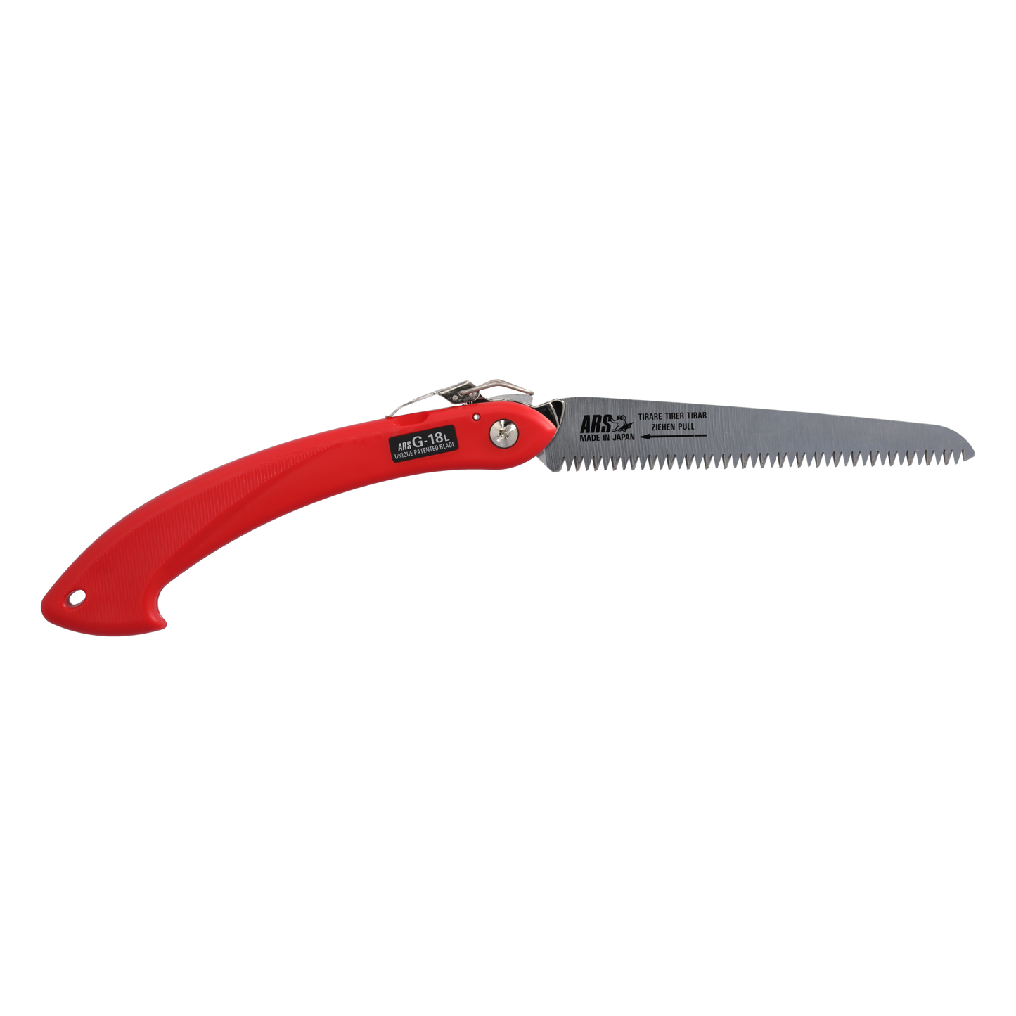 ARS Klappsäge, Japansäge 18 cm Schneide mit gebogenem Griffende, Klapphandsäge G-18L