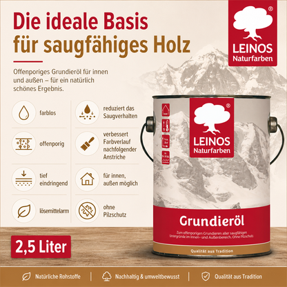 LEINOS 220 Grundieröl für Innen 2,5 l | Offenporige Grundierung mit gutem Eindringvermögen für wenig beanspruchte Holzteile | optimalen Kontakt für weitere Anstriche