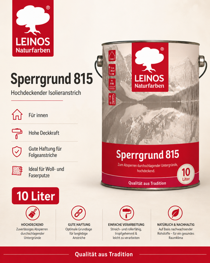 LEINOS 815 Sperrgrund 10 Liter  | Hochdeckend: Erzeugt einen weißen, leicht rauen Untergrund, der für nachfolgende Anstriche gute Haftung bietet