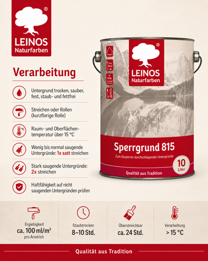 LEINOS 815 Sperrgrund 10 Liter  | Hochdeckend: Erzeugt einen weißen, leicht rauen Untergrund, der für nachfolgende Anstriche gute Haftung bietet
