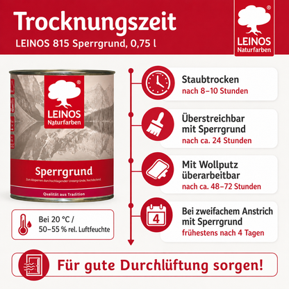 LEINOS 815 Sperrgrund 0,75 l | Hochdeckend: Erzeugt einen weißen, leicht rauen Untergrund, der für nachfolgende Anstriche gute Haftung bietet