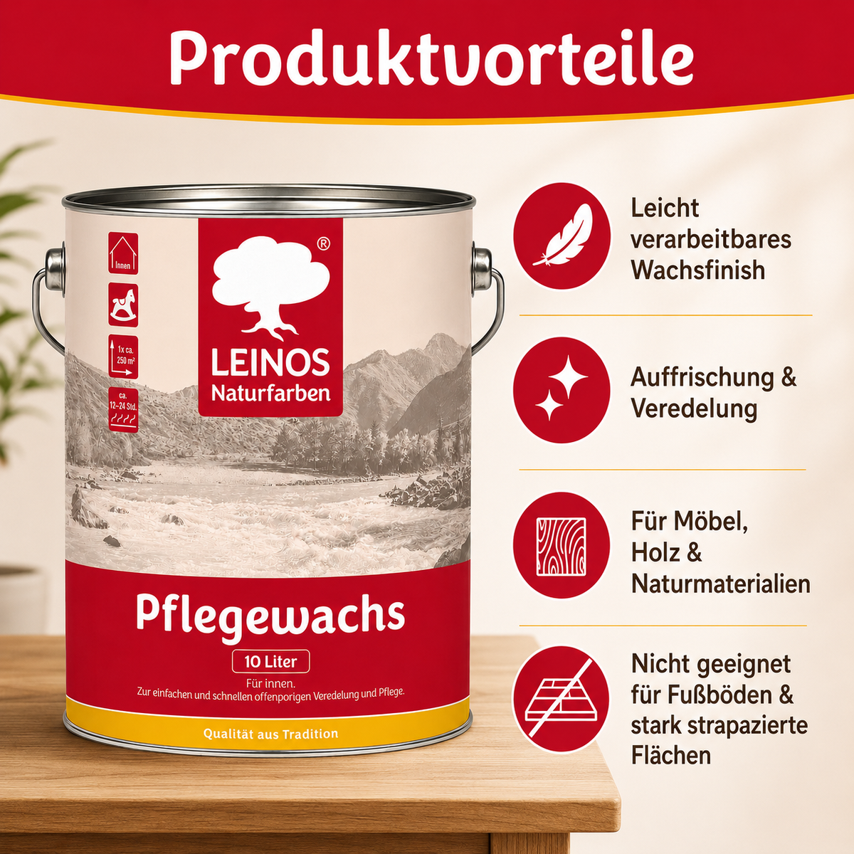 LEINOS 342 Flüssigwachs für Innen mit integrierter Grundierung 10 l