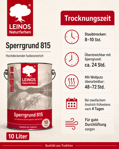 LEINOS 815 Sperrgrund 10 Liter  | Hochdeckend: Erzeugt einen weißen, leicht rauen Untergrund, der für nachfolgende Anstriche gute Haftung bietet