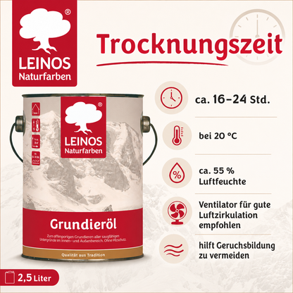 LEINOS 220 Grundieröl für Innen 2,5 l | Offenporige Grundierung mit gutem Eindringvermögen für wenig beanspruchte Holzteile | optimalen Kontakt für weitere Anstriche