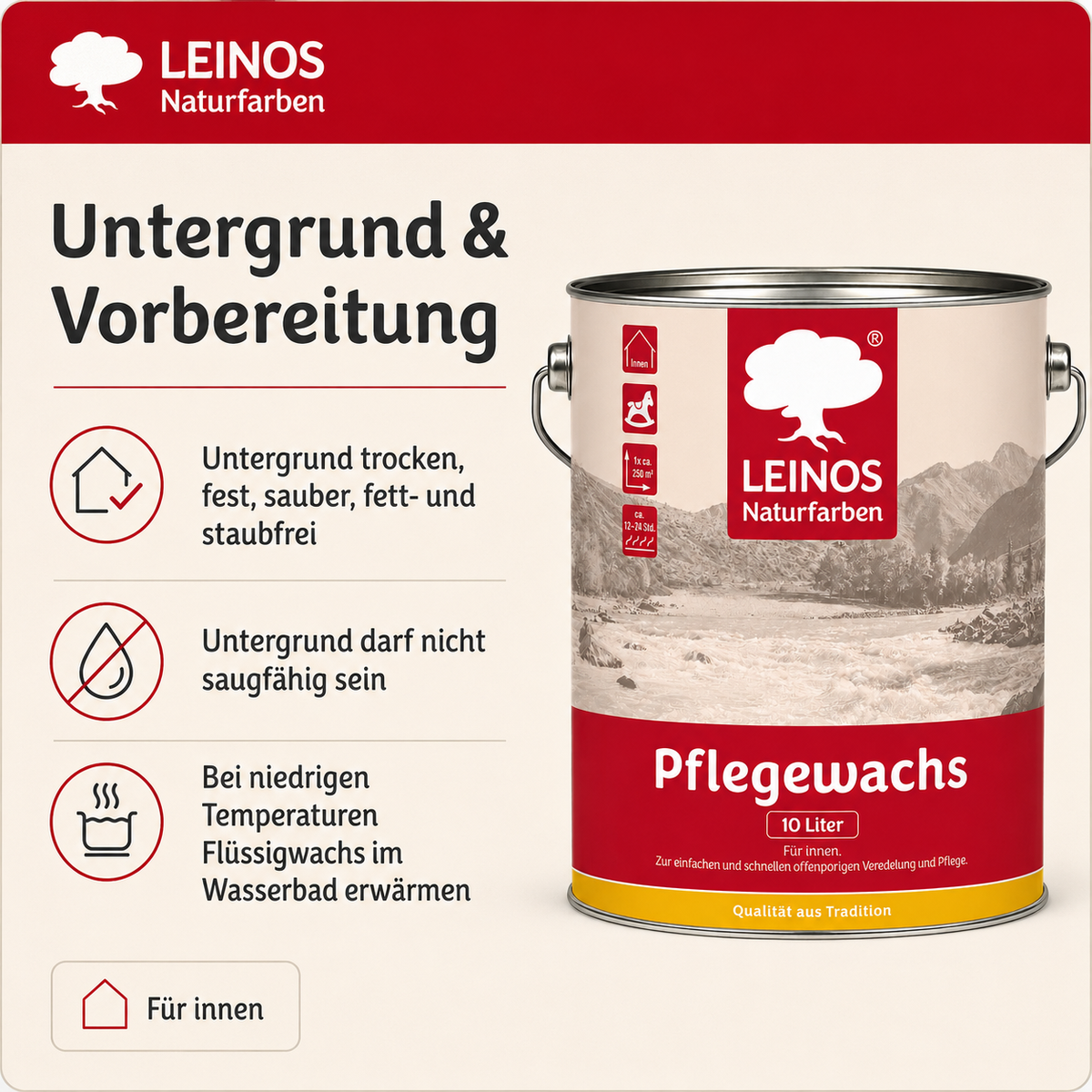 LEINOS 342 Flüssigwachs für Innen mit integrierter Grundierung 10 l