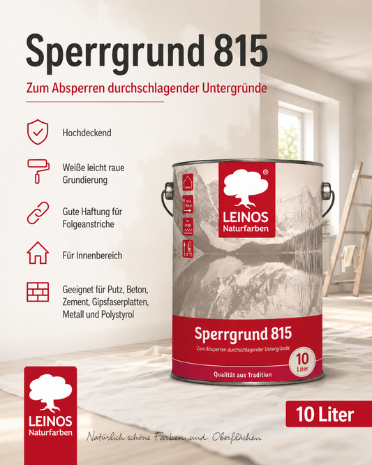 LEINOS 815 Sperrgrund 10 Liter  | Hochdeckend: Erzeugt einen weißen, leicht rauen Untergrund, der für nachfolgende Anstriche gute Haftung bietet