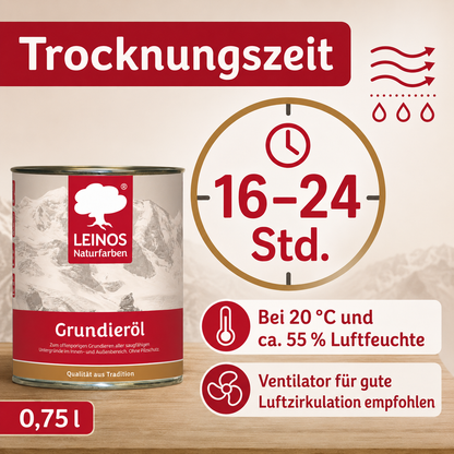 LEINOS Grundieröl 0,75 l – farblos, offenporig, tief eindringend, lösemittelarm; ideale Basis für saugfähiges Holz innen & außen, ohne UV-/Pilzschutz, für wenig beanspruchte Flächen