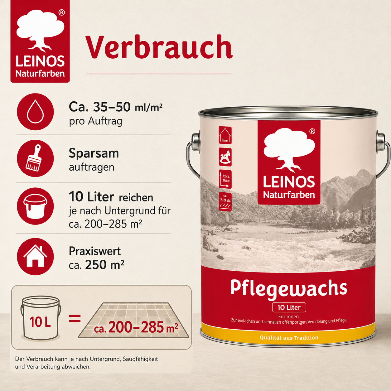 LEINOS 342 Flüssigwachs für Innen mit integrierter Grundierung 10 l