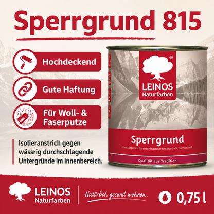 LEINOS 815 Sperrgrund 0,75 l | Hochdeckend: Erzeugt einen weißen, leicht rauen Untergrund, der für nachfolgende Anstriche gute Haftung bietet