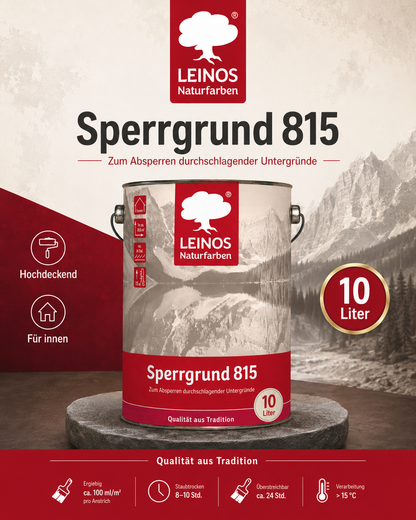 LEINOS 815 Sperrgrund 10 Liter  | Hochdeckend: Erzeugt einen weißen, leicht rauen Untergrund, der für nachfolgende Anstriche gute Haftung bietet
