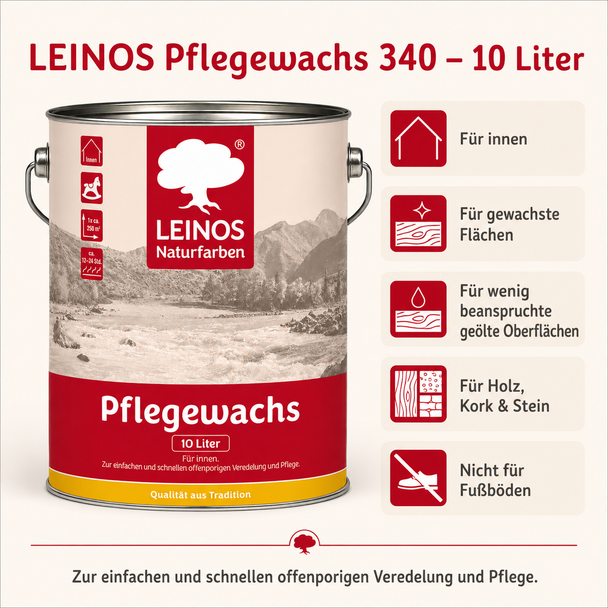 LEINOS 342 Flüssigwachs für Innen mit integrierter Grundierung 10 l
