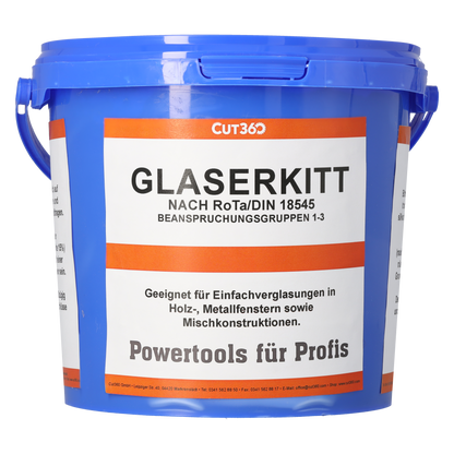 CUT360 SB 11 Glaserkitt | Fensterkitt für Einfachverglasung | 15 x 1 kg  weichplastisch, leicht zu verarbeiten | Geeignet für Holz- & Metallrahmen, wetterbeständig & langlebig
