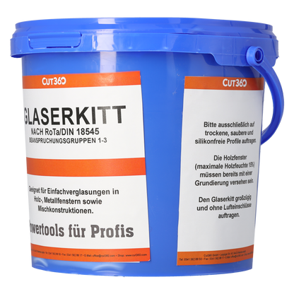 CUT360 SB 11 Glaserkitt | Fensterkitt für Einfachverglasung | 15 x 1 kg  weichplastisch, leicht zu verarbeiten | Geeignet für Holz- & Metallrahmen, wetterbeständig & langlebig