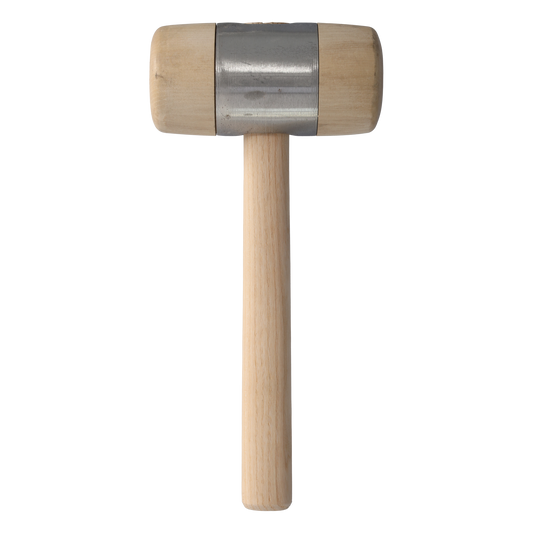 Cut360 Holzhammer | Weißbuche und aufgepresstem Metallmantel | Ø 70 mm Länge: 140 mm | 560 g | Vielseitiger Holzklopfer für Holzbearbeitung | Klöpfel für Zimmerleute, Tischler & Schreiner