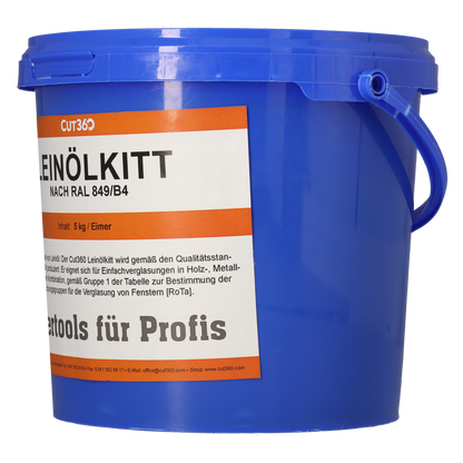 CUT360 Leinölkitt - Fensterkitt für die Einfachverglasung von Fenstern | 5 kg | Glaserkitt geeignet für Holz- und Metallrahmen | Hergestellt aus reinem Leinöl - Made in Germany