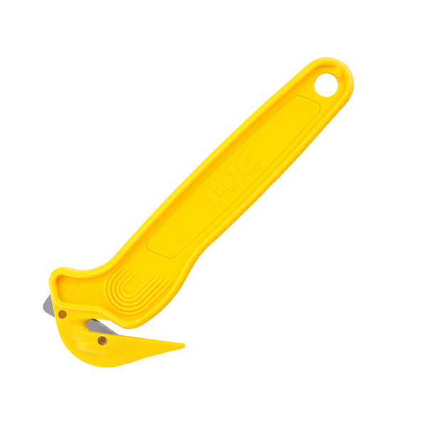 Pacific Handy Cutter® Sicherheitsmesser DFC-364, gelbes Cuttermesser mit Klebebandritzer und praktischer Öse