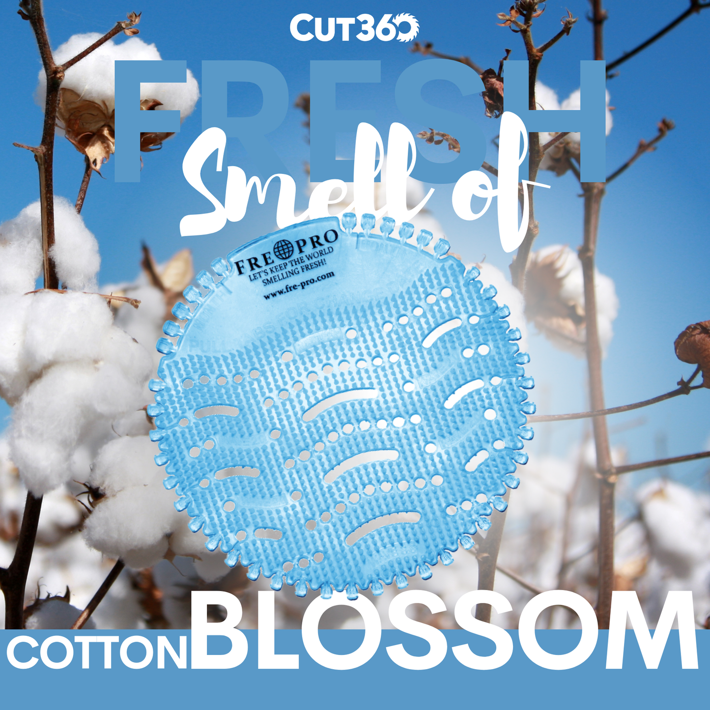 Cut360 Fresh Wave der WC Duft für Pissoir, 1 Stk, nachhaltiger und langanhaltender Toiletten-Duft Cotton Blossom mit reinigender Wirkung und Hygienefunktion, stillvoller Urinaleinsatz