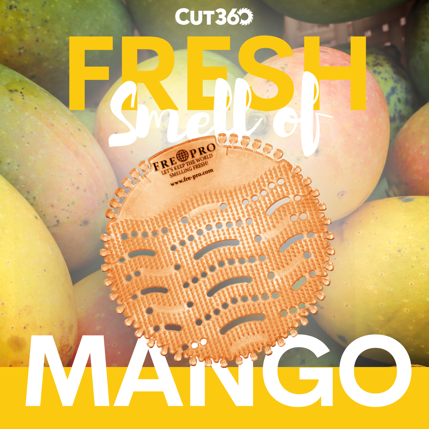 Cut360 Fresh Wave 2.0 der WC Duft für Pissoir, 2 Stk, nachhaltiger und langanhaltender Toiletten-Duft Mango mit reinigender Wirkung und Hygienefunktion, stillvoller Urinaleinsatz