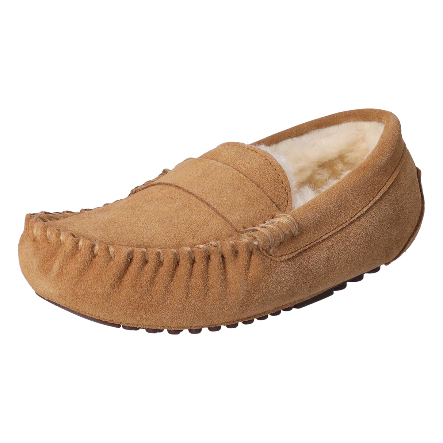 Heitmann Lammfell-Mokassin, Hüttenpatschen, Pantoffeln, Hausschuhe, camel/beige Gr. 37